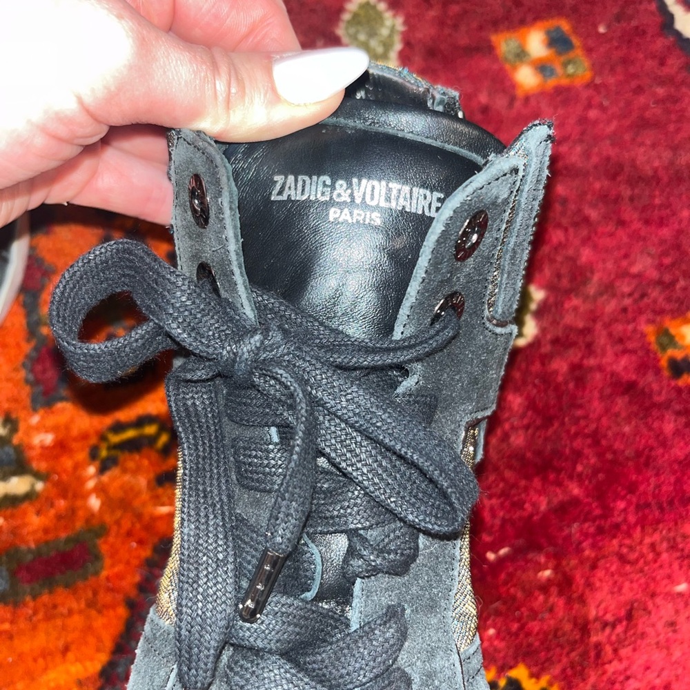 Zadig & Voltaire Black and Silver Glitter Sneakers - Picture 10 of 11